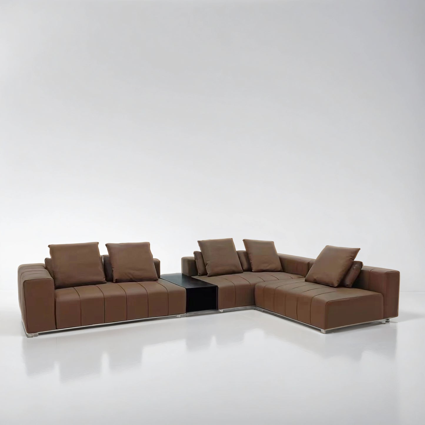 Lanka piano keys leather sofa Italian minimalist design corner leather sofa