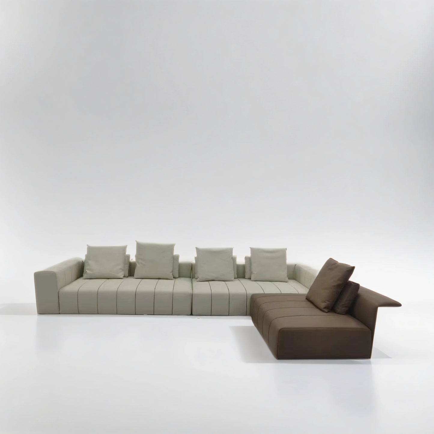 Lanka piano keys leather sofa Italian minimalist design corner leather sofa